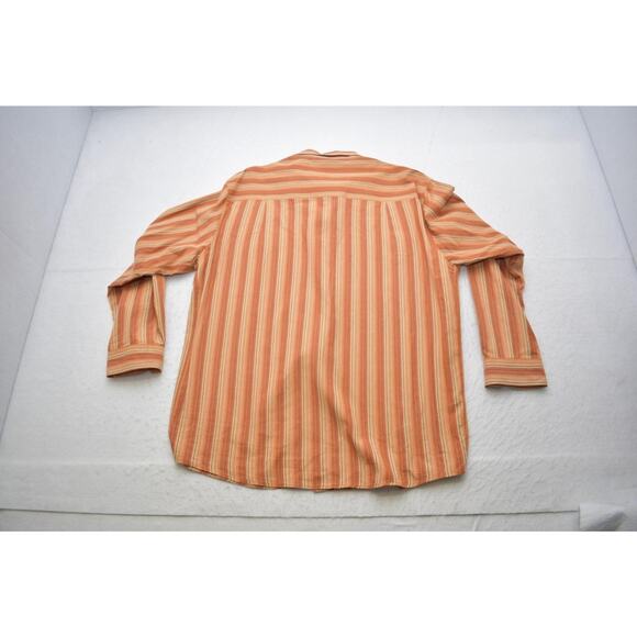 Ruff Hewn Camp Shirt Striped Long Sleeve Front Pocket Button Up Mens Size Large - Picture 10 of 11